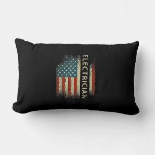 Mens Patriotic Electrician Gifts American Usa Flag Lumbar Cushion
