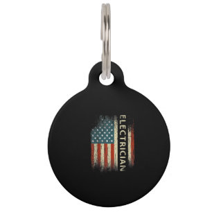 Mens Patriotic Electrician Gifts American Usa Flag Pet Tag