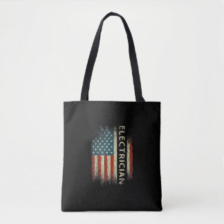 Mens Patriotic Electrician Gifts American Usa Flag Tote Bag