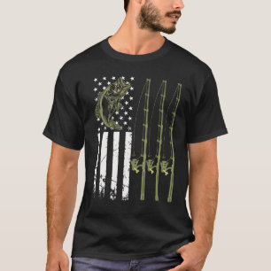 Mens Patriotic Fishing Camouflage Usa Flag Bass Fi T-Shirt