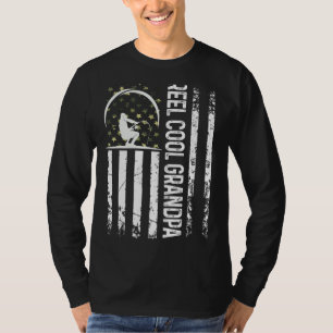 Mens Patriotic Flag Reel Cool Grandpa For Daddy Hu T-Shirt