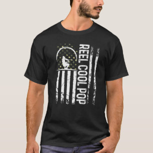 Mens Patriotic Flag Reel Cool Pop For Daddy Husban T-Shirt