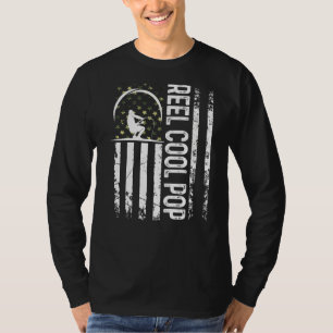 Mens Patriotic Flag Reel Cool Pop For Daddy Husban T-Shirt