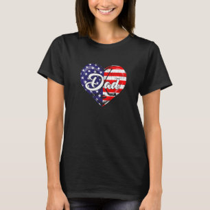 Mens Patriotic Hockey Dad American Flag Heart 4th T-Shirt