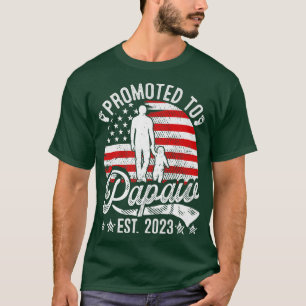 Mens Patriotic Promoted To Papaw Est 2023 American T-Shirt