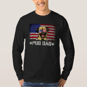 Mens Patriotic Pug Dad American Flag 4th Of July T-Shirt