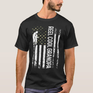Mens Patriotic Reel Cool Grandpa For Daddy Fisherm T-Shirt