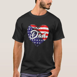 Mens Patriotic Rugby Dad American Flag Heart 4th O T-Shirt