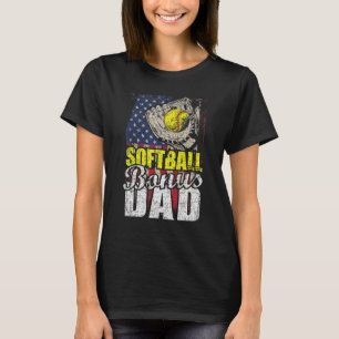 Mens Patriotic Softball Bonus Dad 4th Of July T-Shirt