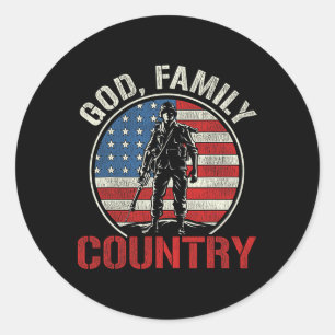 Mens Patriotic Soldier Us Flag Army United States Classic Round Sticker