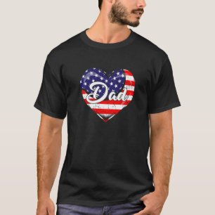 Mens Patriotic Tennis Dad American Flag Heart 4th  T-Shirt