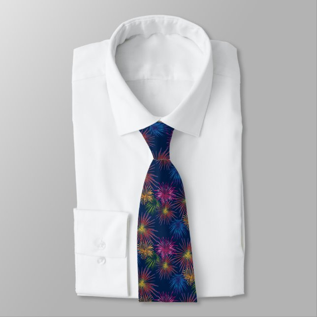 Men's Patriotic Tie-Fireworks Tie (Tied)
