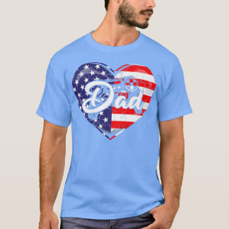 Mens Patriotic Video Game Dad American Flag Heart  T-Shirt