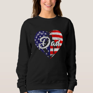 Mens Patriotic Wrestling Dad American Flag Heart 4 Sweatshirt