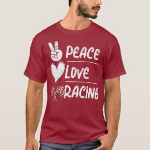 Mens Peace Love Racing Bracket Racing Drag T-Shirt
