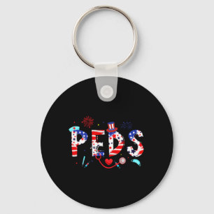 Mens Peds Nurse July 4th Paediatrics Nurse Happy Key Ring