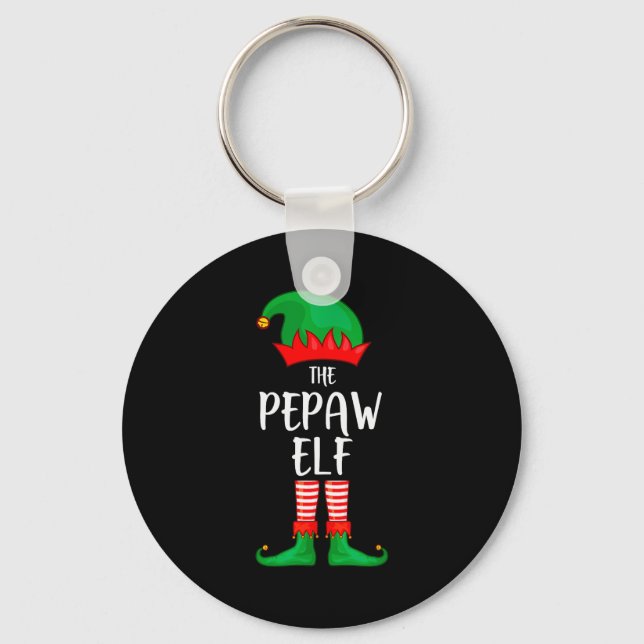 Mens Pepaw Elf Christmas Party Matching Family Gro Key Ring (Front)