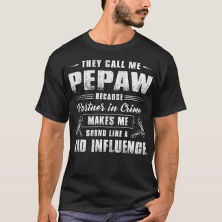 Mens Pepaw Partner In Crime  Funny Grandpa Fathers T-Shirt