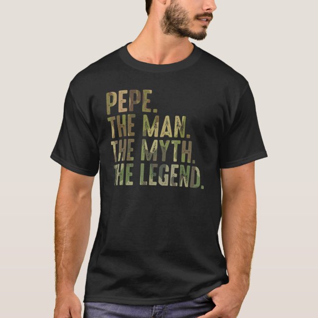 Mens Pepe Man Myth Legend From Grandchildren  Pepe T-Shirt (Front)