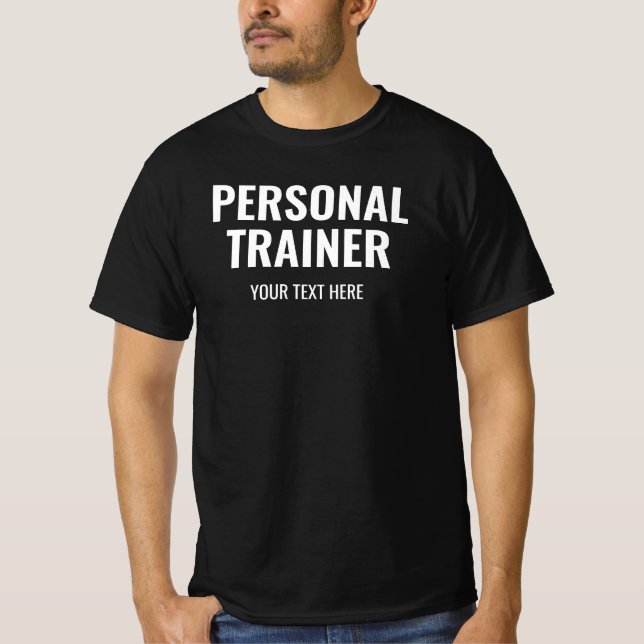 Mens Personal Trainer Coach Template Black White T-Shirt (Front)