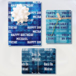 Men's Personalise Birthday Sayings 3 Blue Wrapping Paper Sheet<br><div class="desc">Printed just for you! Great quality gift wrap 3 sheets - Add your text to meet your occasion</div>