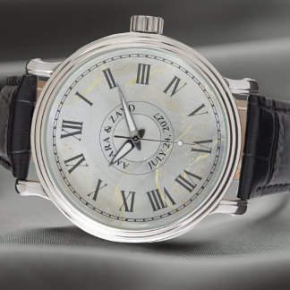 Men's Personalised Vintage Watch – Black Leather