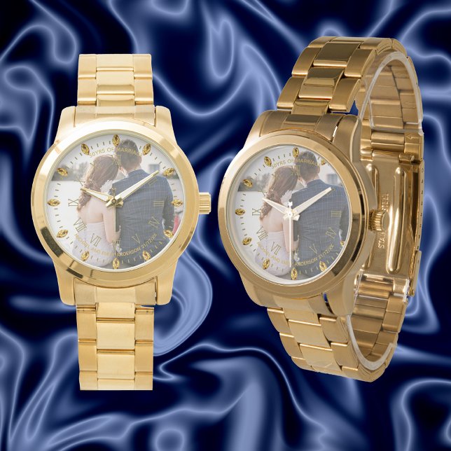 Mens PHOTO Watch 50th 60th Husband ANY Anniversary (Creator Uploaded)