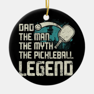 Mens Pickleball Player Sports Paddleball Paddle Ceramic Tree Decoration