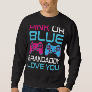 Mens Pink Or Blue Gender Reveal Video Game Grandad Sweatshirt