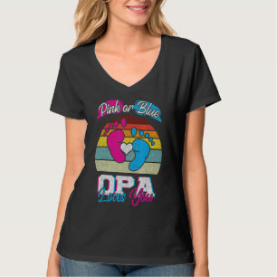 Mens Pink Or Blue Opa Loves You Gender Reveal Part T-Shirt