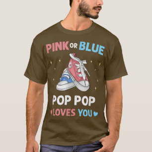 Mens Pink or Blue Pop Pop Loves You Grandpa Baby G T-Shirt