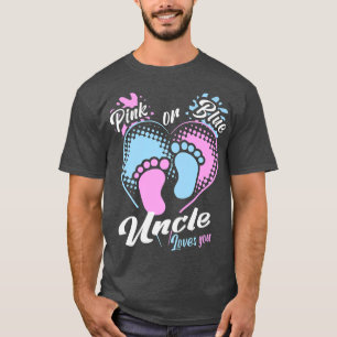 Mens Pink Or Blue Uncle Loves You Gender Reveal Pa T-Shirt
