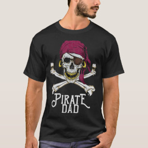 Mens Pirate Dad Jolly Roger Crossbones Skull Hall T-Shirt