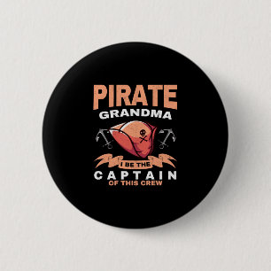 Mens pirate grandma captain caribbean grandmother 6 cm round badge