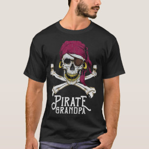 Mens Pirate Grandpa Jolly Roger Crossbones Skull T-Shirt