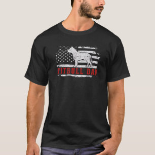 Mens Pit Bull Dad Distressed American Flag Patriot T-Shirt