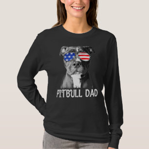 Mens Pitbull Dad American Flag Patriotic Dog 4th O T-Shirt