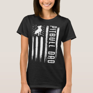Mens Pitbull Dad American Flag Pit Bull Dog Bully T-Shirt
