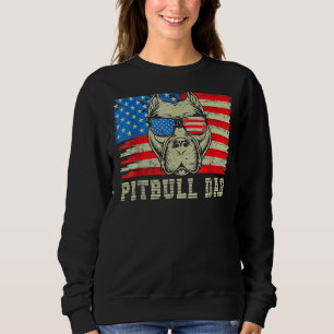 Mens Pitbull Dad American Pit Bull Dog Us Flag 4th Sweatshirt