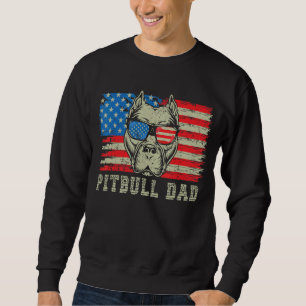 Mens Pitbull Dad American Pit Bull Dog Us Flag 4th Sweatshirt