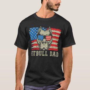 Mens Pitbull Dad American Pit Bull Dog Us Flag 4th T-Shirt
