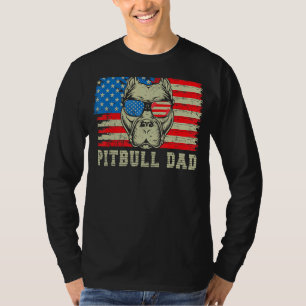 Mens Pitbull Dad American Pit Bull Dog Us Flag 4th T-Shirt