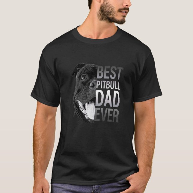 Mens Pitbull Dad  Dog  1 T-Shirt (Front)