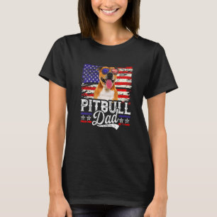 Mens Pitbull Dad Usa Flag Patriotic Father's Day T-Shirt