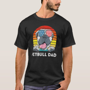 Mens Pitbull Dad Vintage Smiling Pitbull Father Pi T-Shirt