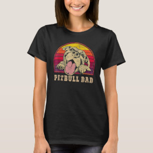Mens Pitbull Dad Vintage Smiling Pitbull On Sunse T-Shirt