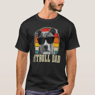 Mens Pitbull Dad Vintage Sunglasses Dog Owner T-Shirt