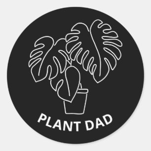 Mens Plant Dad Funny Monstera Plants and Father's Classic Round Sticker