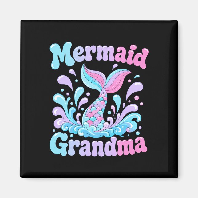 Mens playful mermaid tail with water splashes magnet (Front)
