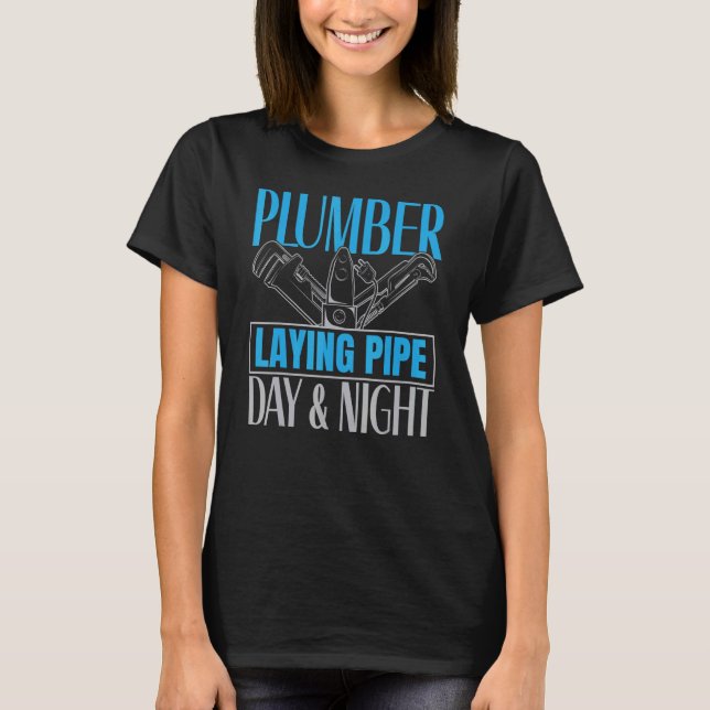 Mens Plumber Laying Pipe Whisperer Plumbing Drain  T-Shirt (Front)